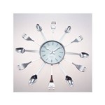 Ficha técnica e caractérísticas do produto Relógio de Parede Talheres Cozinha Plástico 15x15 Cm