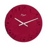Ficha técnica e caractérísticas do produto Relógio de Parede Vermelho Redondo 30cm