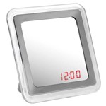 Ficha técnica e caractérísticas do produto Relogio Despertador com Espelho Quadrado Prata