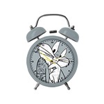 Ficha técnica e caractérísticas do produto Relógio Despertador Looney Tunes Bug Bunny Concerned Cinza em Metal - Urban - 17x11,8 Cm