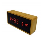 Ficha técnica e caractérísticas do produto Relógio Despertador Mesa Digital Tipo Madeira com Sound Control 1299-A