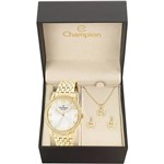 Ficha técnica e caractérísticas do produto Relógio Dourado Feminino Champion Cn27901W + Kit Bijuteria