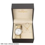 Ficha técnica e caractérísticas do produto Relógio Feminino Dourado Champion Cn29463B + Kit Bijuteria