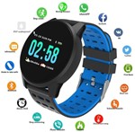 Ficha técnica e caractérísticas do produto Relógio Inteligente Smartwarch Bluetooth Monitor Cardíaco Passos Android IOs Azul - Lx