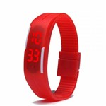 Relógio Led Digital Sport Bracelete Pulseira Silicone - Vermelho - Lelong