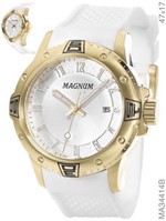 Ficha técnica e caractérísticas do produto Relógio Magnum Branco com Dourado Silicone Ma34414b