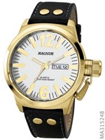 Ficha técnica e caractérísticas do produto Relógio Magnum Masculino Dourado e Branco Couro Ma31524b