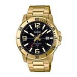 Ficha técnica e caractérísticas do produto Relogio Masculino Casio Dourado Fundo Preto com Data