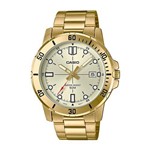 Ficha técnica e caractérísticas do produto Relogio Masculino Casio Dourado Pulseira de Aço com Data