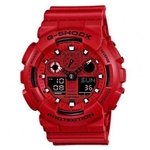 Ficha técnica e caractérísticas do produto Relogio Masculino Casio G-shock Anadigi Ga-100c-4adr - Vermelho