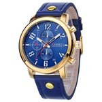 Ficha técnica e caractérísticas do produto Relógio Masculino Curren 8192 Azul Dourado Pulseira de Couro