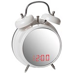 Ficha técnica e caractérísticas do produto Relógio Metal Despertador Espelhado Branco - Urban