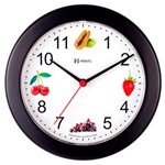 Ficha técnica e caractérísticas do produto Relógio Parede 21cm Silencioso Cozinha Preto Herweg 660070S