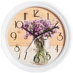 Ficha técnica e caractérísticas do produto Relógio Parede 28cm Silencioso Branco Flores Herweg 660055S