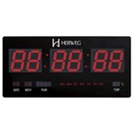 Ficha técnica e caractérísticas do produto Relógio Parede Herweg 6430 Digital Led Termometro Calendario
