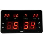 Ficha técnica e caractérísticas do produto Relógio Parede Mesa Led Digital Calendário Termômetro Alarme