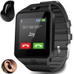 Relógio Smartwatch Dz09 Inteligente Gear Chip Celular Touch + Mini Fone de Ouvido Bluetooth - Preto