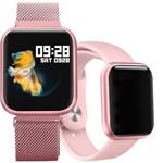 Ficha técnica e caractérísticas do produto Relógio Smartwatch P70 Monitor Cardíaco Pressão Arterial Sono Passos Android Ios Rosa - Lx