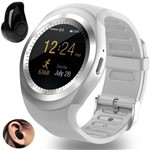 Relógio Smartwatch Y1 Inteligente Gear Chip Celular Touch + Mini Fone de Ouvido Bluetooth