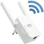 Repetidor de Sinal Wireless Wifi 300 Mbps Wps Extensor Amplificador 2,4Ghz 2 Antenas Branco Bivolt - Exbom