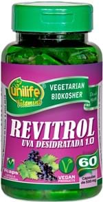 Ficha técnica e caractérísticas do produto Revitrol Resveratrol Uva Unilife 60 Capsulas 500mg