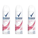 Rexona Powder Dry Desodorante Aerosol Feminino 90g (kit C/03)