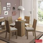 Ficha técnica e caractérísticas do produto Sala de Jantar Lucy Conjunto de Mesa com 4 Cadeiras 4471 Madesa