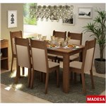 Ficha técnica e caractérísticas do produto Sala de Jantar Madesa Jaine Mesa de Madeira e 6 Cadeiras - Rustic/ Crema/ Pérola