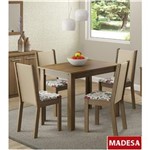 Ficha técnica e caractérísticas do produto Sala de Jantar Madesa Ketlin Mesa de Madeira e 4 Cadeiras - Rustic/ Crema/ Hibiscos