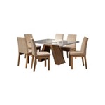 Ficha técnica e caractérísticas do produto Sala de Jantar Madesa Pietra Mesa Tampo de Vidro com 6 Cadeiras - BEGE