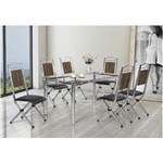 Ficha técnica e caractérísticas do produto Sala de Jantar Mesa Daiane 6 Cadeiras Daiane Aço Nobre