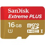 Ficha técnica e caractérísticas do produto SanDisk MicroSDHC Extreme PLUS 16GB de 80mb/s - SanDisk