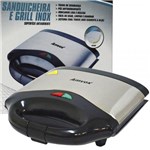 Ficha técnica e caractérísticas do produto Sanduicheira e Grill Elétrica 110V 750W Dupla Antiaderente Amvox AMS 500 Inox