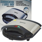 Ficha técnica e caractérísticas do produto Sanduicheira E Grill Elétrica 750w Dupla Antiaderente Amvox Ams 500 Inox