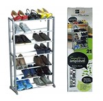 Ficha técnica e caractérísticas do produto Sapateira 21 Pares De Sapatos Grande Ampliavel Desmontavel Com 7 Prateleiras Em Aluminio Vertical