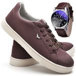 Ficha técnica e caractérísticas do produto Sapatênis Sapato Casual Com Relógio Juilli Com Cadarço Masculino 171 Café Marrom