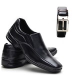 Sapato Social Masculino Conforto em Couro Legítimo + Cinto Preto