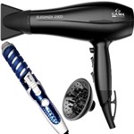 Secador de Cabelo Gama Italy 2300 Ion Pro Quente Frio Preto + Difusor + Modelador Espiral - Ga.ma Italy