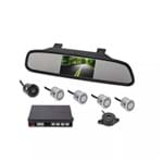Sensor de Estacionamento 4 Pontos, Monitor Espelho Slim e Câmera - Prata Orbe