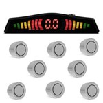 Ficha técnica e caractérísticas do produto Sensor Estacionamento 8 Pontos Prata Display LED Colorido