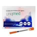 Ficha técnica e caractérísticas do produto Seringa de Insulina 0,5 Ml com Agulha 6mmx0,25mm Uniqmed - 100 Unidades