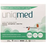 Ficha técnica e caractérísticas do produto Seringa de Insulina Uniqmed 1ml Agulha Curta 6mm 31g Caixa com 100un
