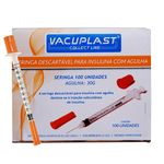 Ficha técnica e caractérísticas do produto Seringa de Insulina Vacuplast 1ml Agulha Curta 8mm 30g Caixa Com 100un