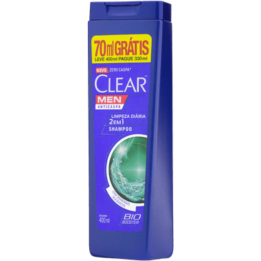 Ficha técnica e caractérísticas do produto Shampoo Clear Anti-Caspa Limpeza Diária 2 em 1 Leve 400ml Pague 330ml