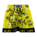 Ficha técnica e caractérísticas do produto Shorts Boxe Muay Thai Fheras Training Grafite Amarelo G