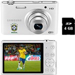 Ficha técnica e caractérísticas do produto Smart Câmera Samsung Seleção Brasileira ST2014F 16.2MP Wi-Fi Zoom Óptico 5x com Modo Futebol e Moldura Futebol + Cartão de Memória 4GB - Branca