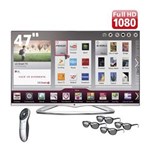 Ficha técnica e caractérísticas do produto Smart TV Cinema 3D LED 47" Full HD LG 47LA6610 com Sistema de Áudio 2.1, Wi-Fi, Entradas HDMI e USB, 4 Óculos 3D e Controle Smart Magic Voice