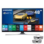 Ficha técnica e caractérísticas do produto Smart TV 3D LED 48" Full HD Samsung 48J6400 com Connect Share Movie, Screen Mirroring, Quad Core, Wi-Fi e 2 Óculos 3D - Smart TV 3D LED 48" Full HD S