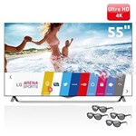 Ficha técnica e caractérísticas do produto Smart TV 3D LED 55” Ultra HD 4K LG 55UB8500 com WebOs, Wi-Fi Integrado, Time Machine II, 4 Óculos Cinema 3D, Controle Smart Magic e Câmera Skype