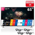 Ficha técnica e caractérísticas do produto Smart TV 3D LED 65” Ultra HD 4K LG 65UB9500 com WebOs, Wi-Fi Integrado, Time Machine II, 4 Óculos Cinema 3D, Controle Smart Magic e Câmera Skype